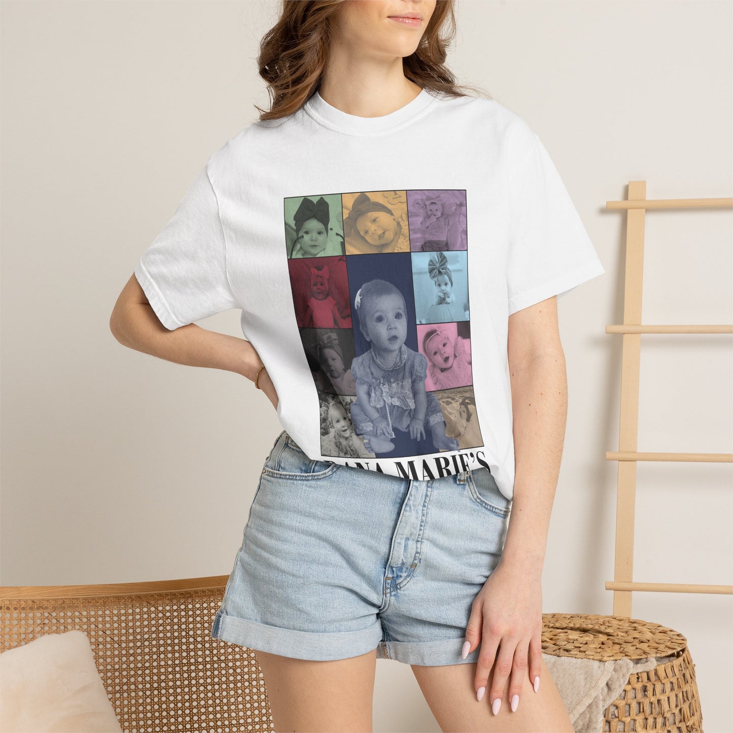 Photo Collage T‑Shirt — "Dana Marie's First Era" Vintage Baby Album Tee